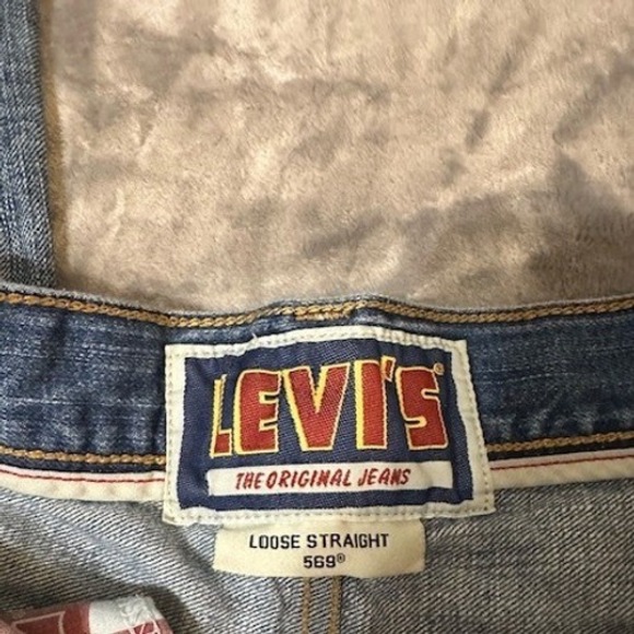 Levi's 569 Loose Straight Jeans Mens Blue Denim Size 34x34 Baggy 100% Cotton - Picture 4 of 11